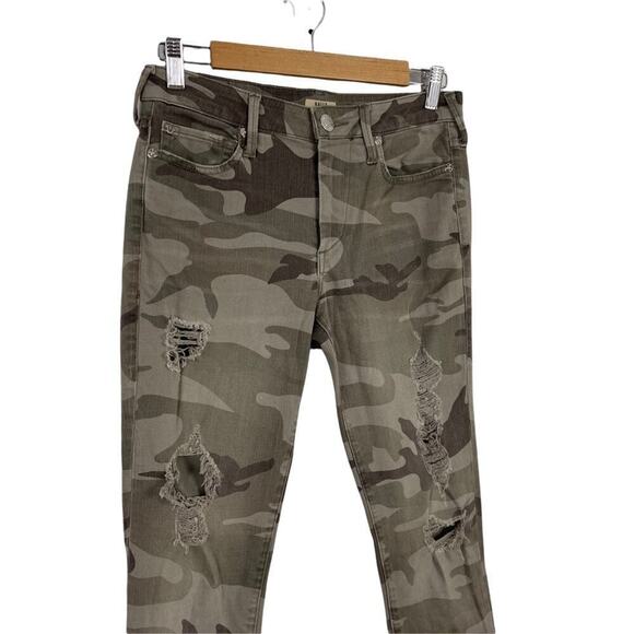 True Religion Halle Mid Rise Super Skinny Jeans In Destroyed Distressed Camo 27 - Picture 5 of 14